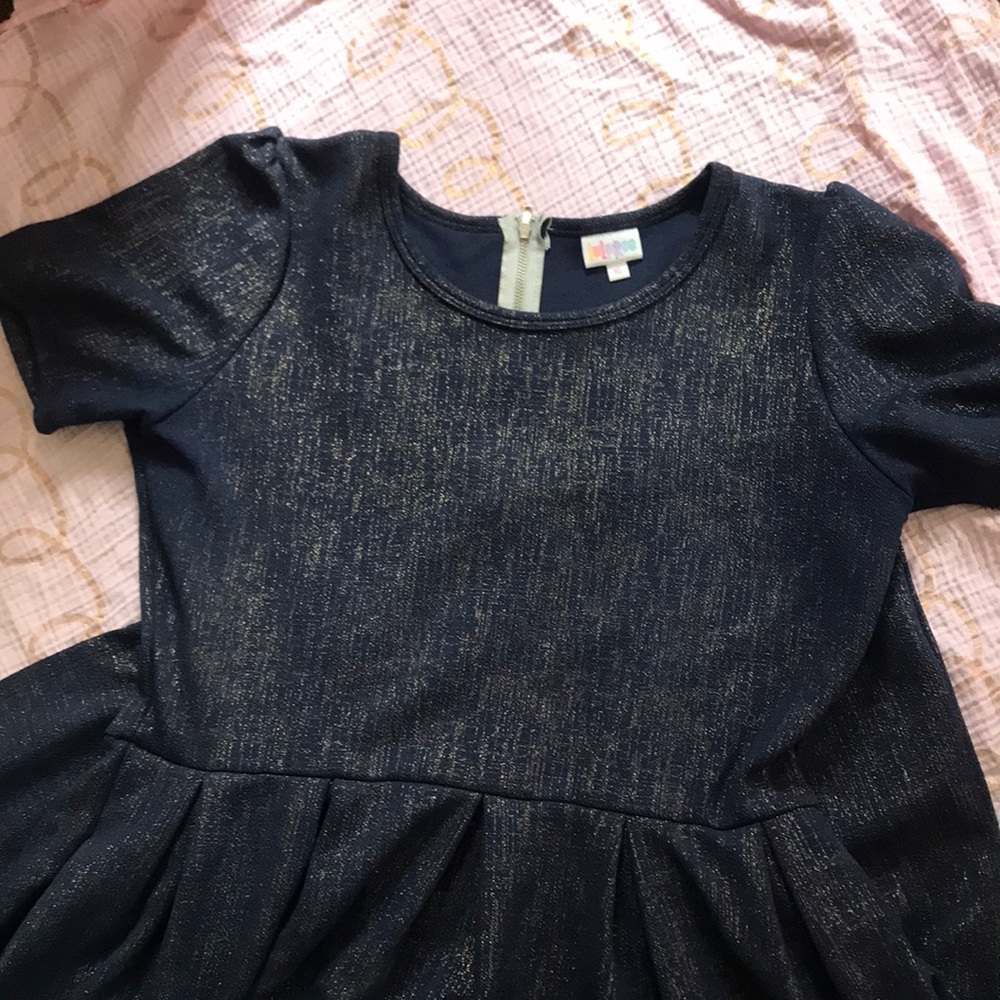 Beautiful navy and gold LuLaRoe Amelia dress